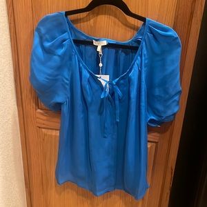 Joie silk blue blouse size small with tie new tags!